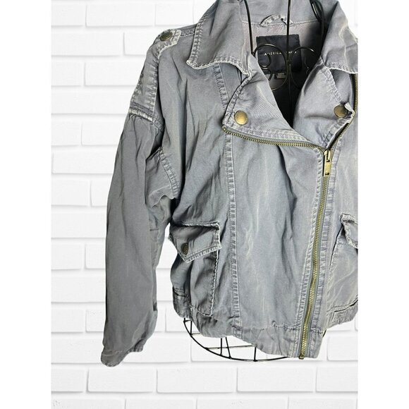 5/$25 American Eagle Women's Size S‎ Blue Purple Bomber Jacket Asymmetrical - Picture 2 of 7